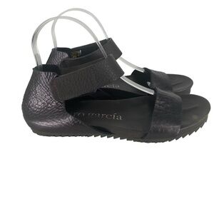 Pedro Garcia Jedda Women's Metalic Gray Leather Sandal Size 38